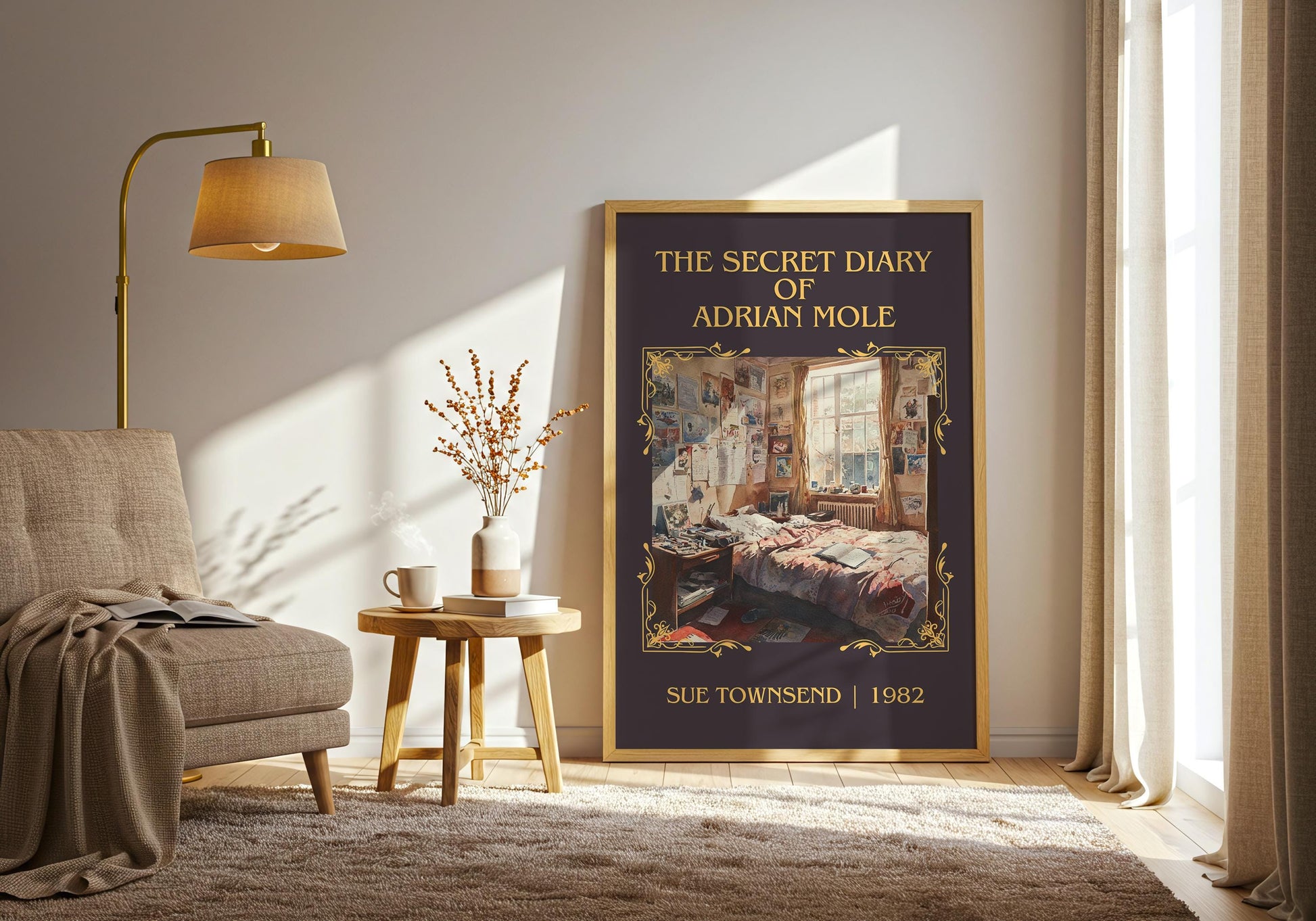 The Secret Diary Of Adrian Mole by Sue Townsend High Quality Poster Print.Fast Delivery Wall Art. Author, Title Book Artwork Minimalist Gift