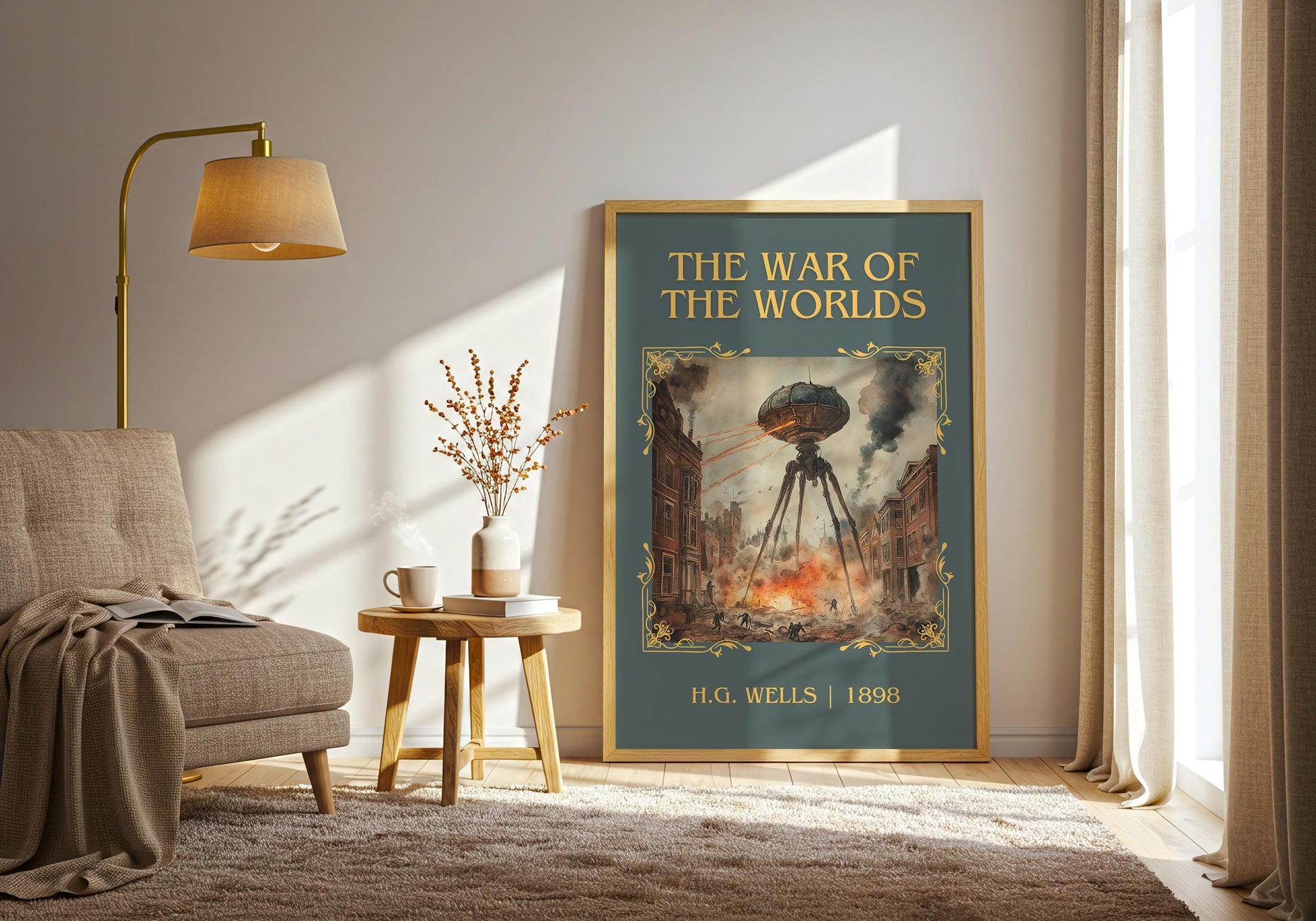 The War Of The Worlds by H.G. Wells High Quality Poster Print.Fast Delivery Wall Art. Author, Title Book Artwork Minimalist Home Decor Gift