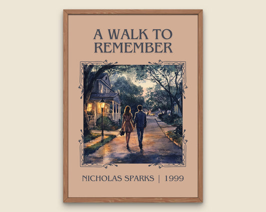 A Walk To Remember by Nicholas Sparks High Quality Poster Print. Free Delivery Wall Art-Author & Blurb Book/Novel Minimalist Art Gift