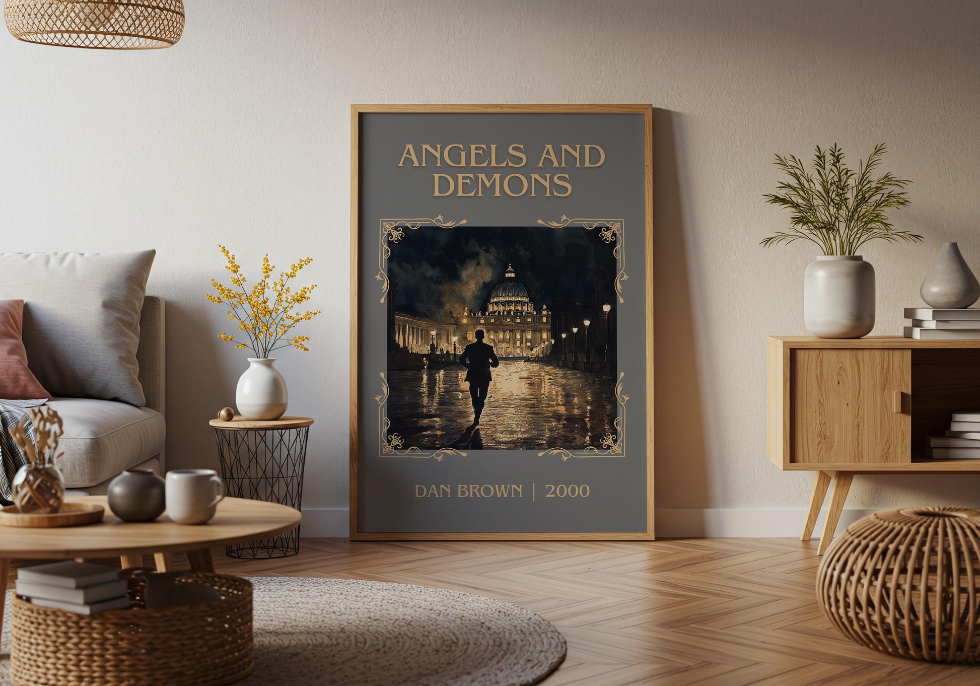 Angels and Demons by Dan Brown High Quality Poster Print. Free Delivery Wall Art-Author & Blurb Book/Novel Minimalist Novel Art Gift