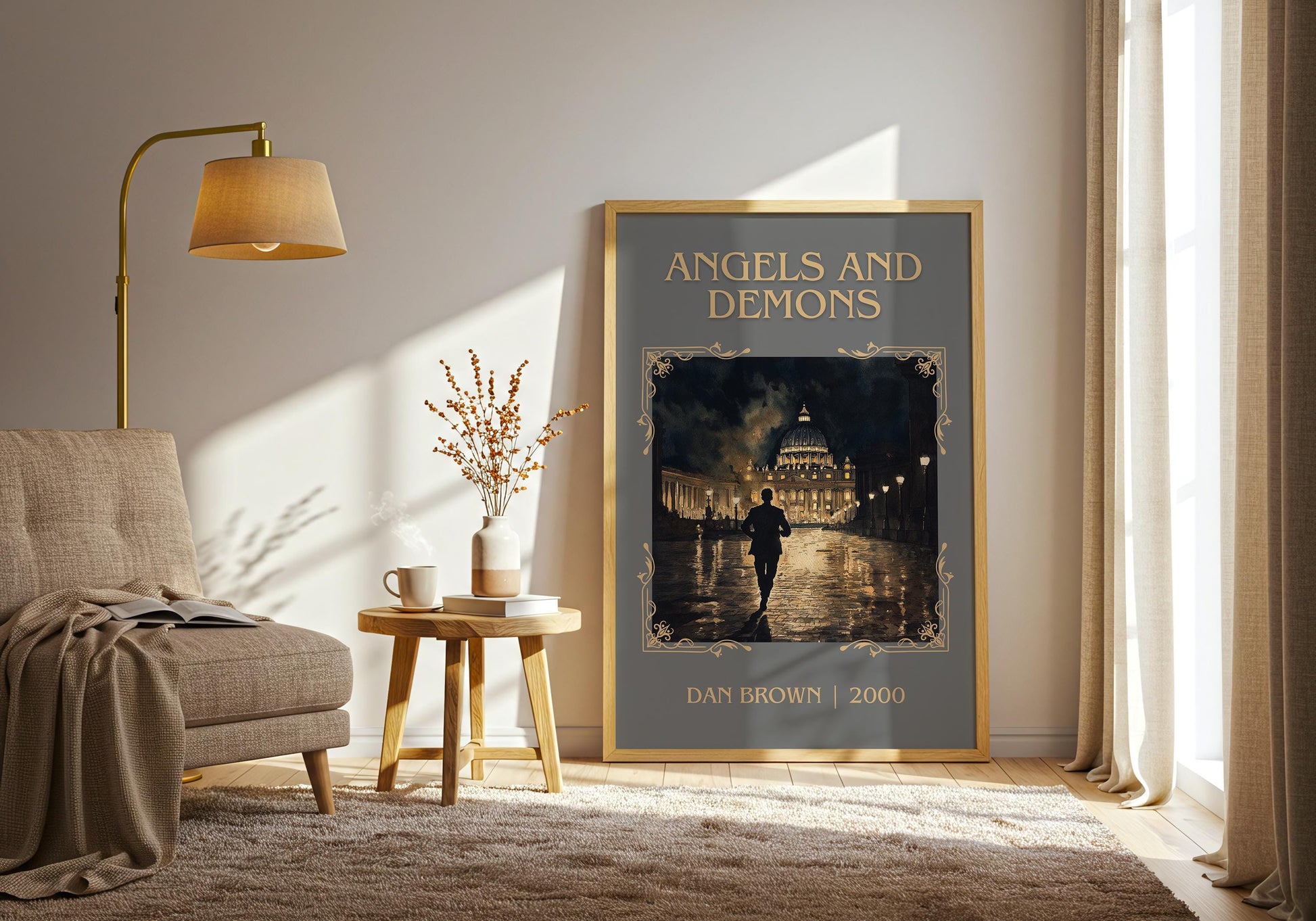 Angels and Demons by Dan Brown High Quality Poster Print. Free Delivery Wall Art-Author & Blurb Book/Novel Minimalist Novel Art Gift