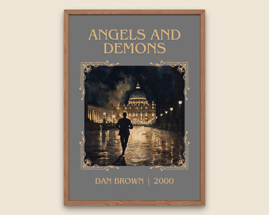 Angels and Demons by Dan Brown High Quality Poster Print. Free Delivery Wall Art-Author & Blurb Book/Novel Minimalist Novel Art Gift