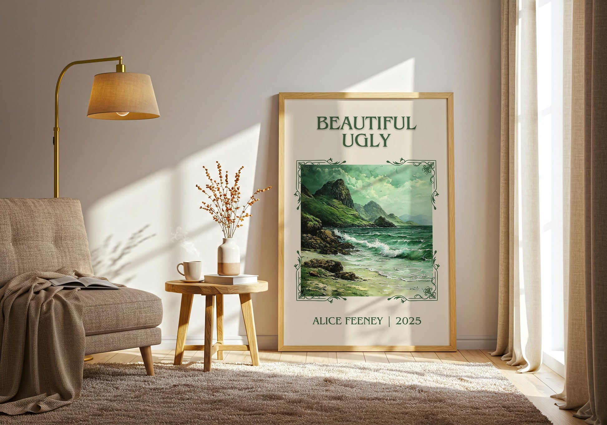 Beautiful Ugly by Alice Feeney High Quality Poster Print. Free Delivery Wall Art-Author & Blurb Book/Novel Minimalist Novel Art Gift