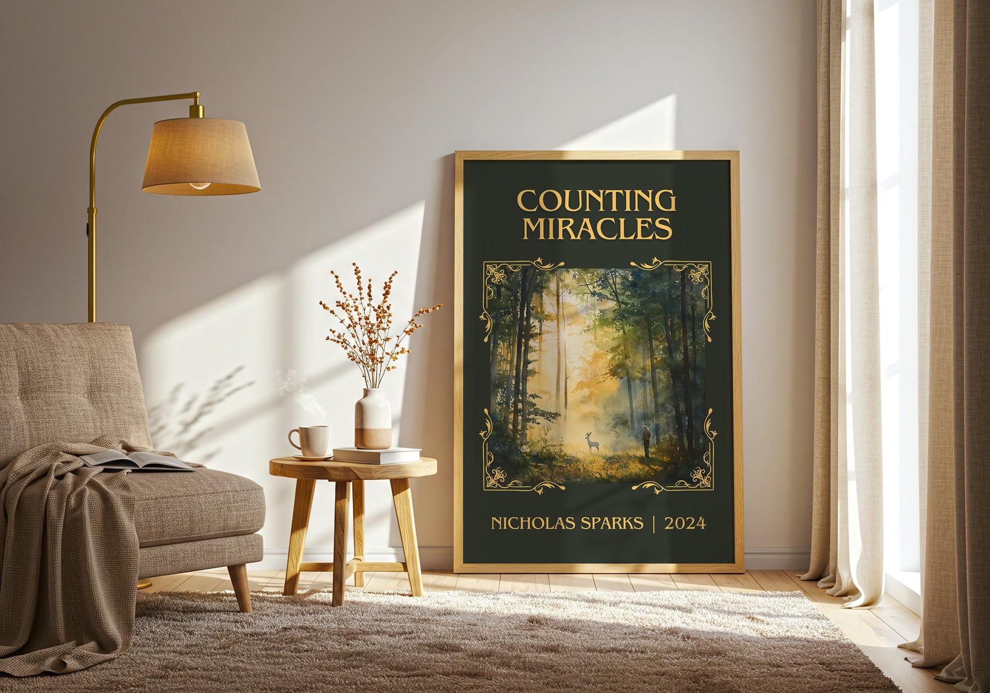 Counting Miracles by Nicholas Sparks High Quality Poster Print. Free Delivery Wall Art-Author & Blurb Book/Novel Minimalist Novel Art Gift