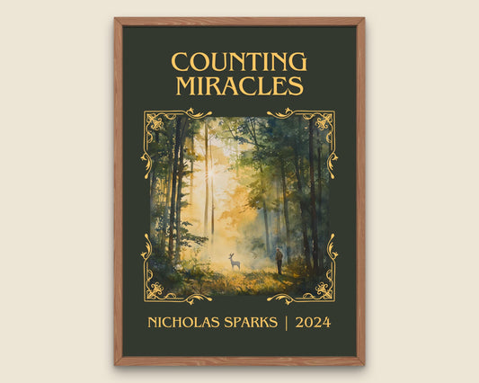 Counting Miracles by Nicholas Sparks High Quality Poster Print. Free Delivery Wall Art-Author & Blurb Book/Novel Minimalist Novel Art Gift