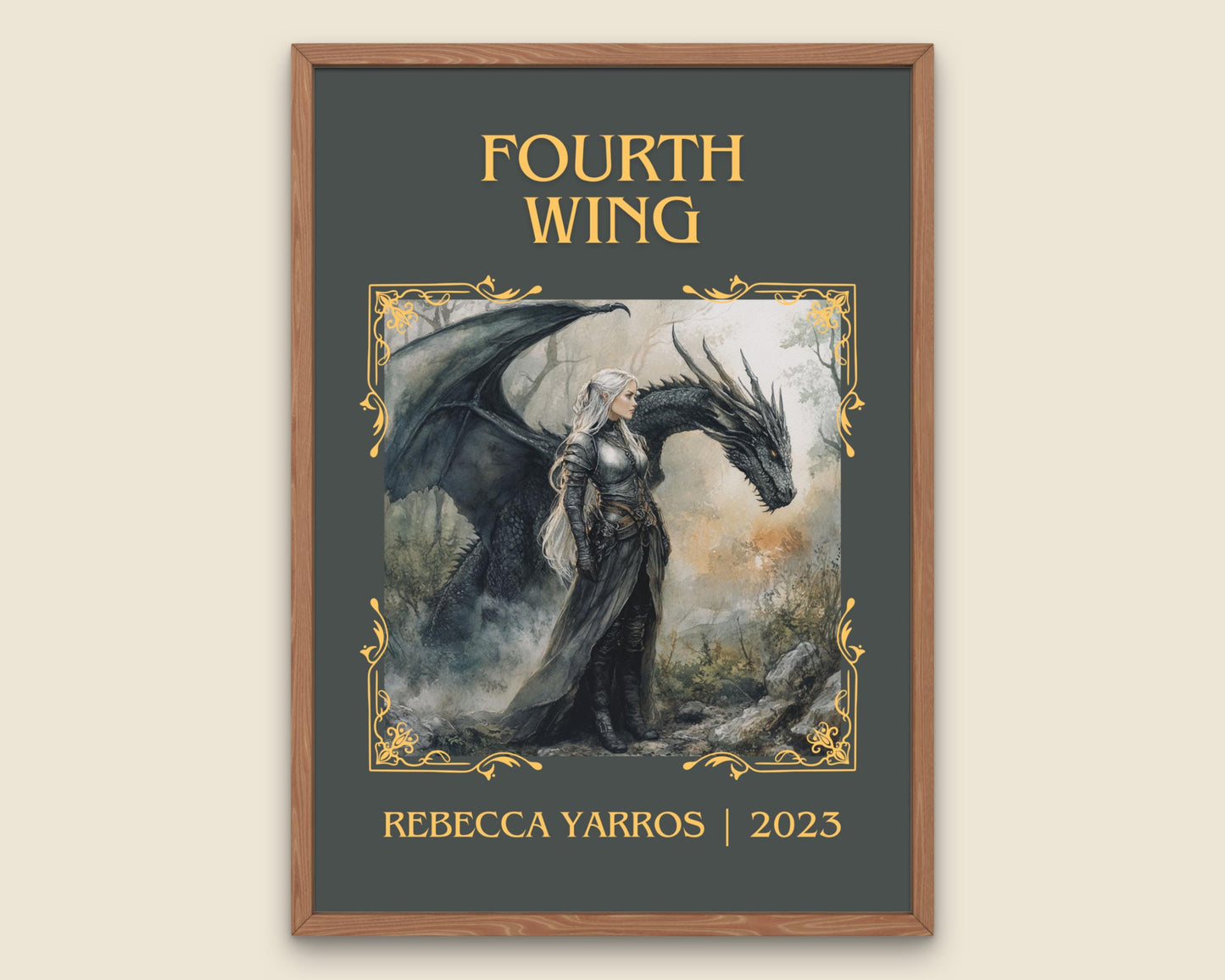 Fourth Wing by Rebecca Yarros High Quality Poster Print. Free Delivery Wall Art-Author & Blurb Book/Novel Minimalist Novel Art Gift