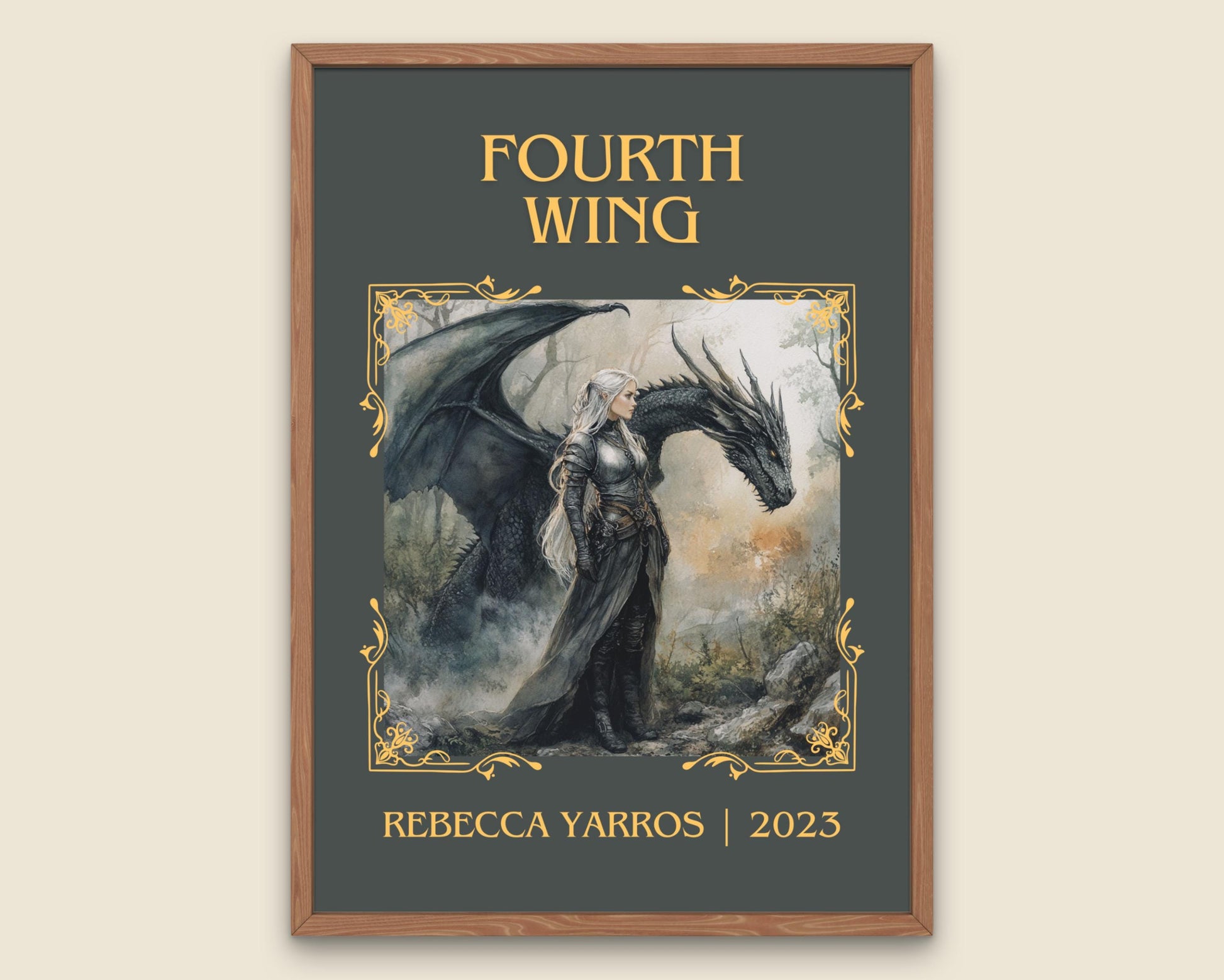 Fourth Wing by Rebecca Yarros High Quality Poster Print. Free Delivery Wall Art-Author & Blurb Book/Novel Minimalist Novel Art Gift