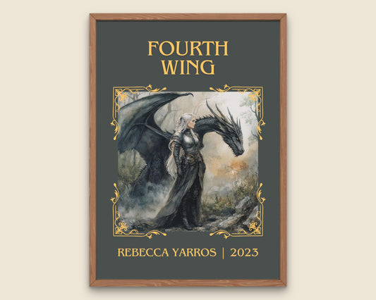 Fourth Wing by Rebecca Yarros High Quality Poster Print. Free Delivery Wall Art-Author & Blurb Book/Novel Minimalist Novel Art Gift