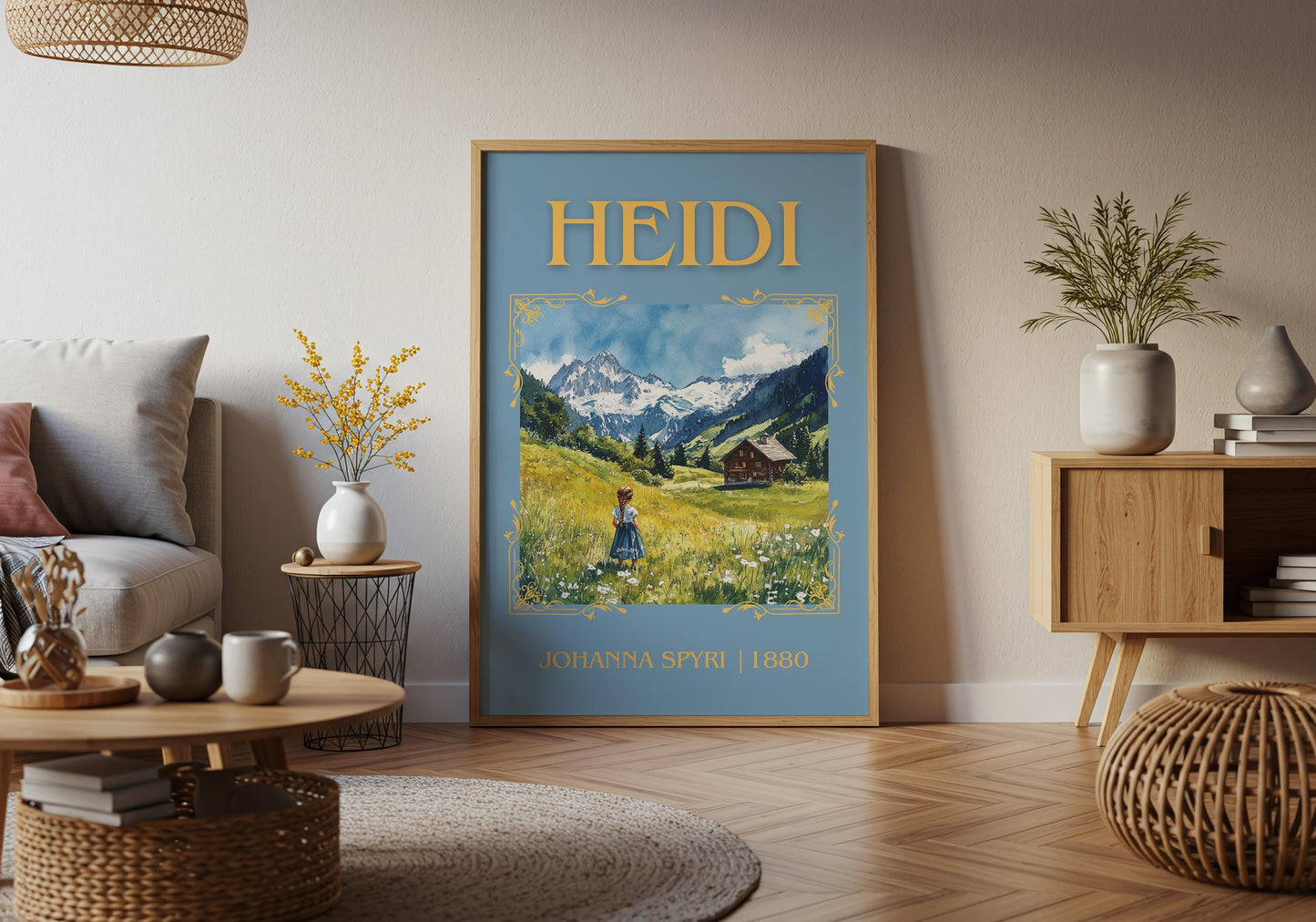 Heidi by Johanna Spyri High Quality Poster Print. Free Delivery Wall Art-Author & Blurb Book/Novel Minimalist Novel Art Gift
