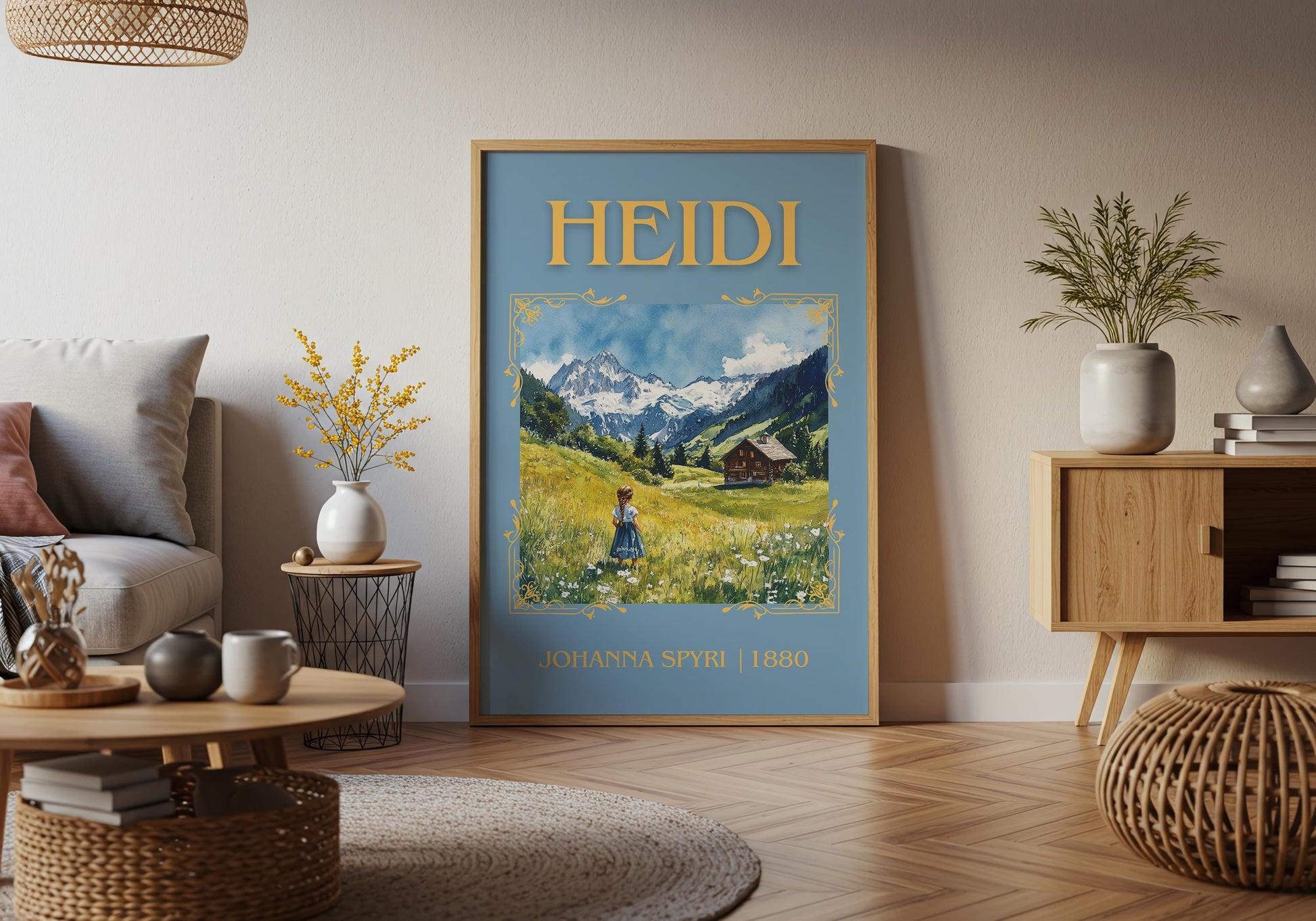 Heidi by Johanna Spyri High Quality Poster Print. Free Delivery Wall Art-Author & Blurb Book/Novel Minimalist Novel Art Gift