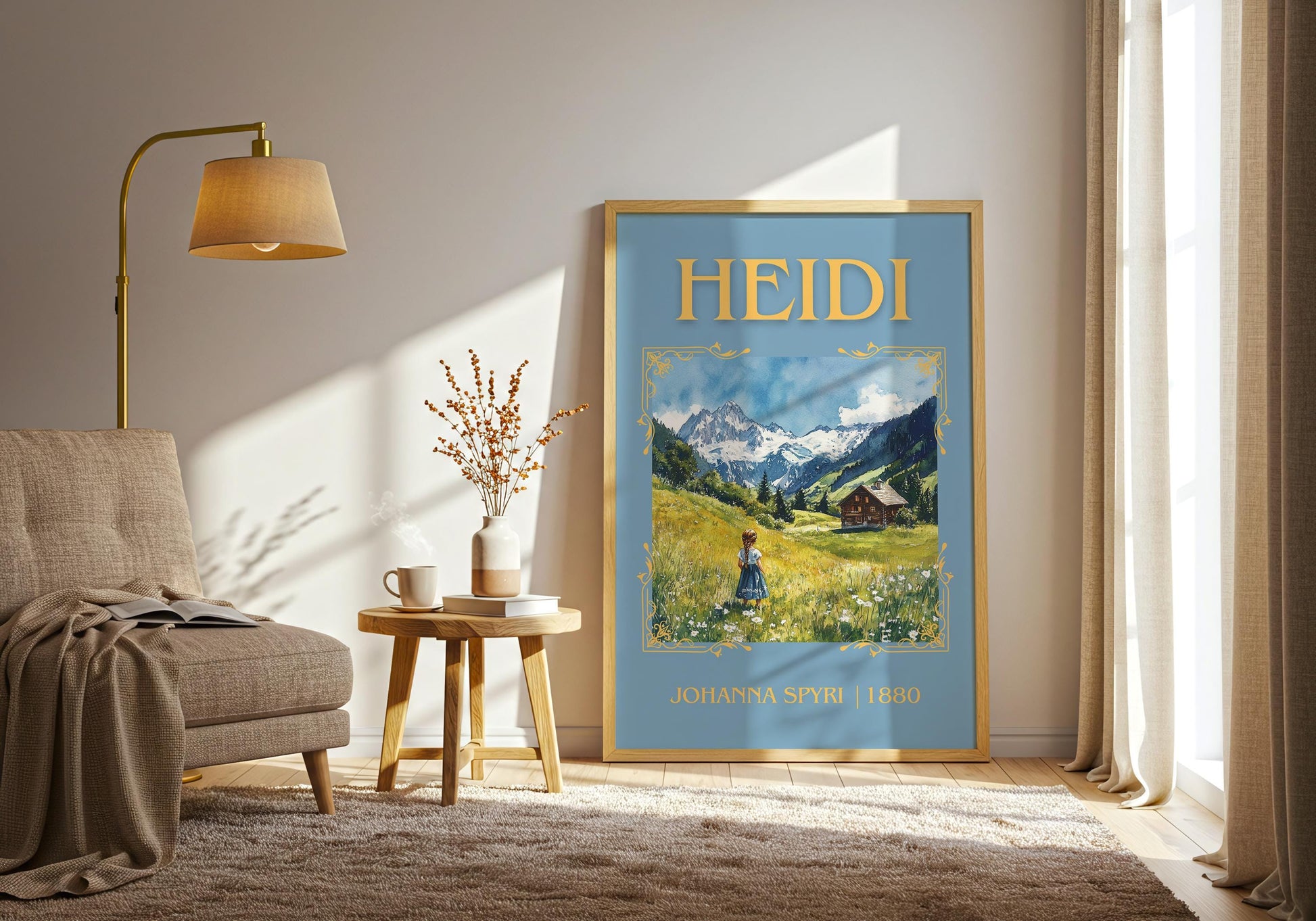 Heidi by Johanna Spyri High Quality Poster Print. Free Delivery Wall Art-Author & Blurb Book/Novel Minimalist Novel Art Gift