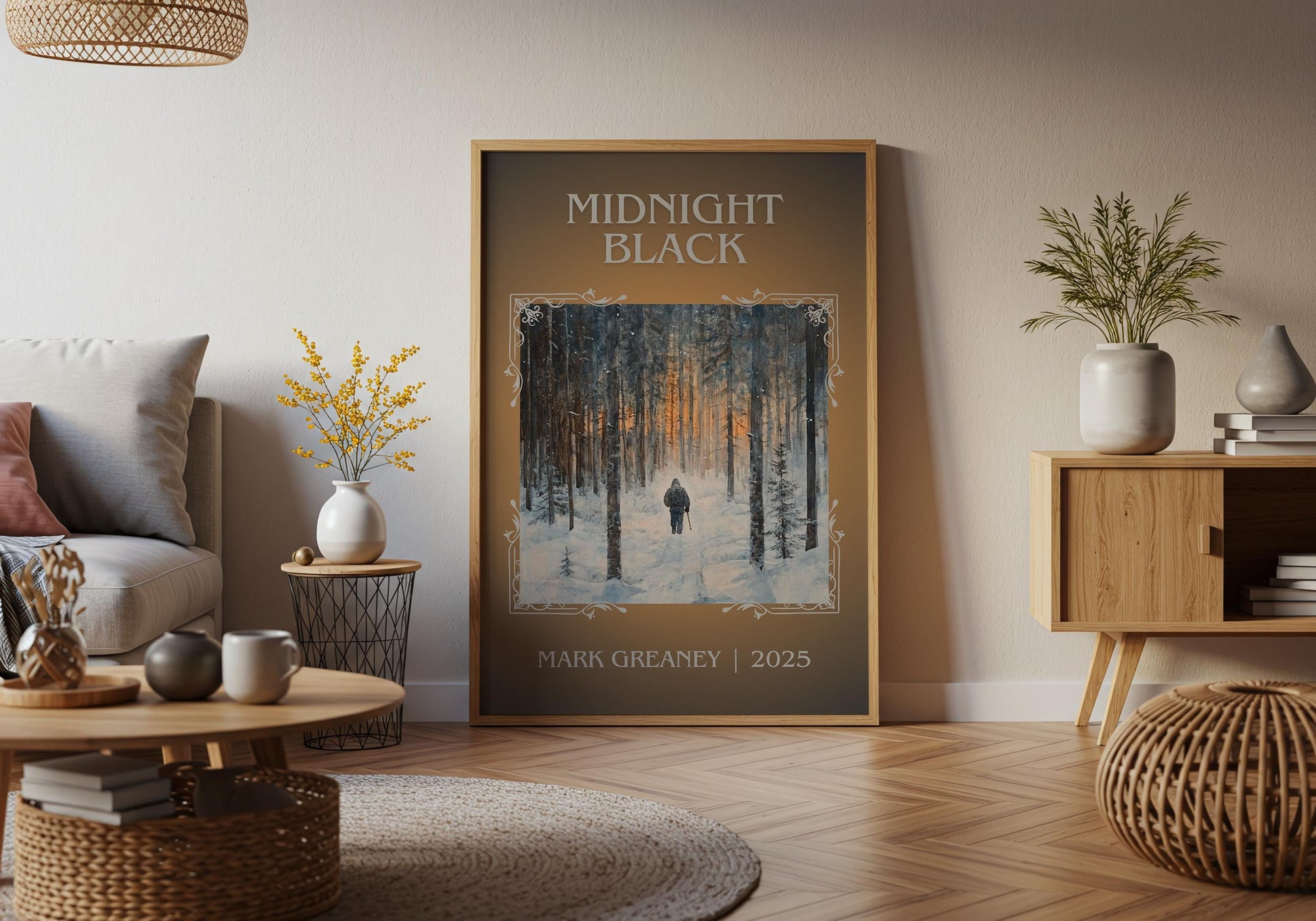 Midnight Black by Mark Greaney High Quality Poster Print. Free Delivery Wall Art-Author & Blurb Book/Novel Minimalist Novel Art Gift