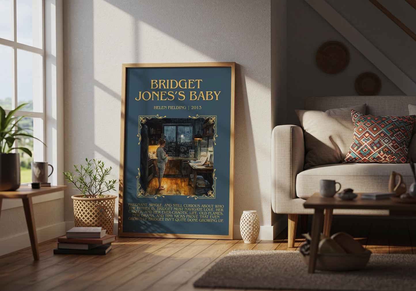 Bridget Jones's Baby by Helen Fielding Descriptive, High Quality Poster Print.Free Delivery Wall Art.Author&Blurb Book Library Nook Gift