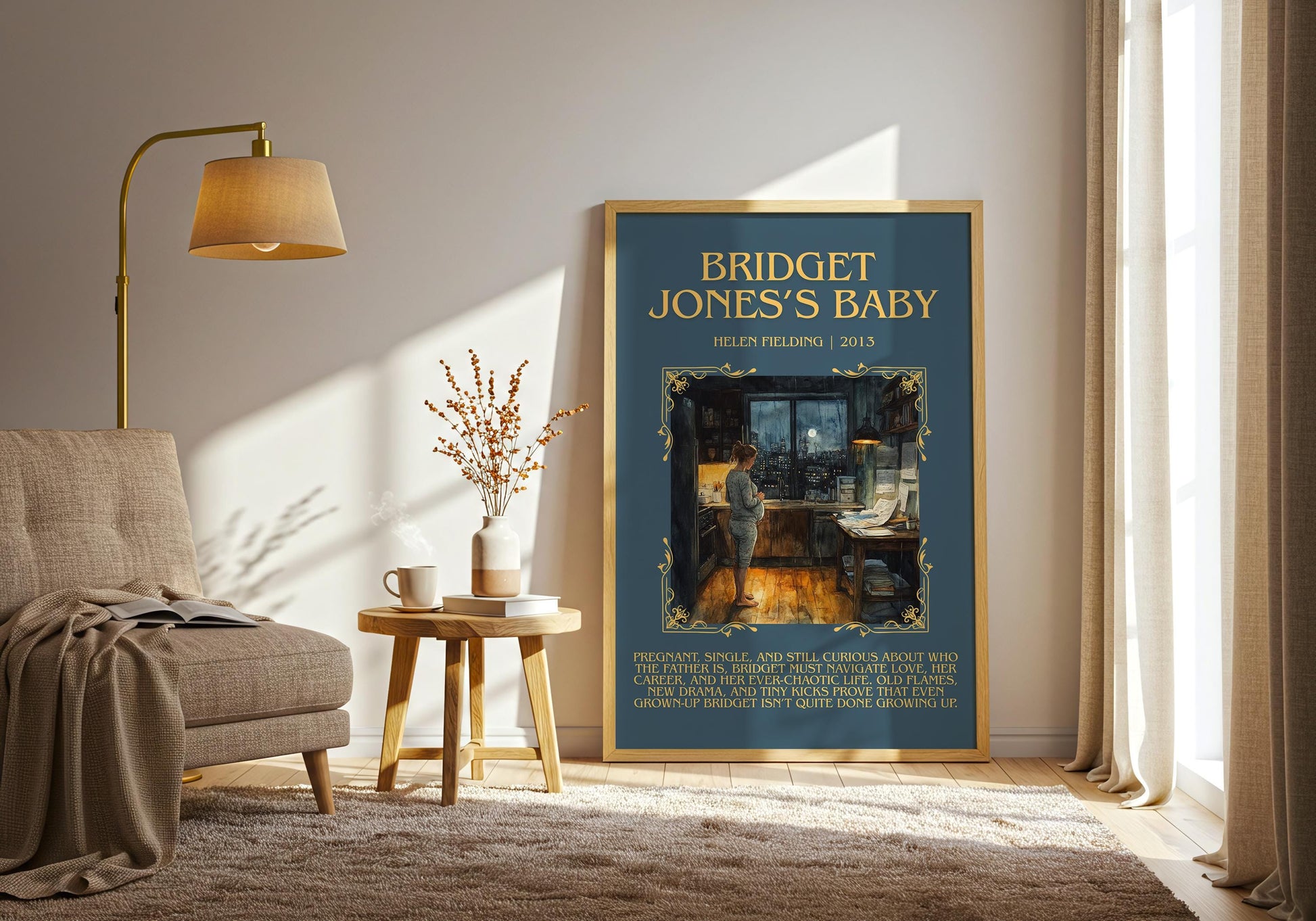 Bridget Jones's Baby by Helen Fielding Descriptive, High Quality Poster Print.Free Delivery Wall Art.Author&Blurb Book Library Nook Gift