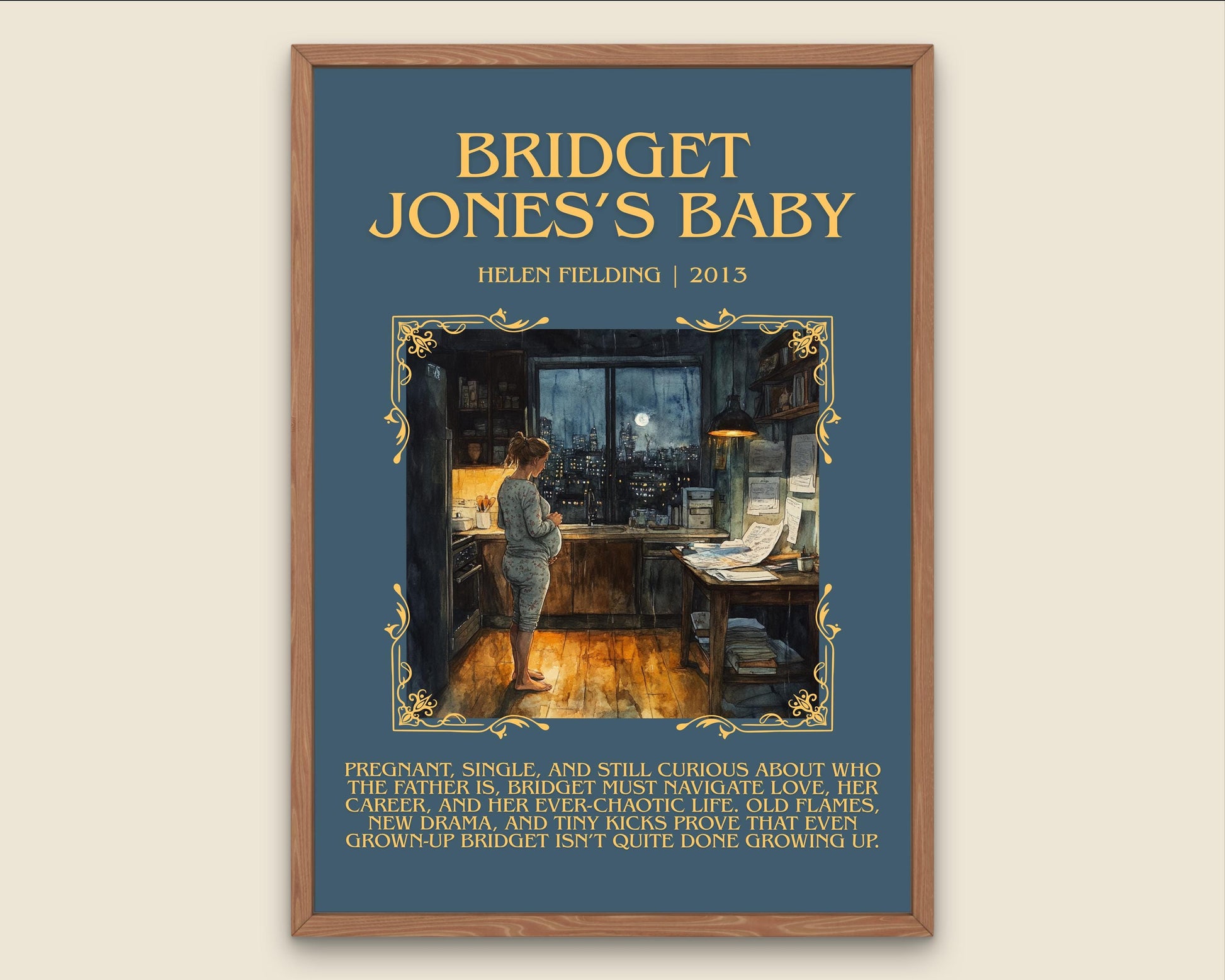 Bridget Jones's Baby by Helen Fielding Descriptive, High Quality Poster Print.Free Delivery Wall Art.Author&Blurb Book Library Nook Gift