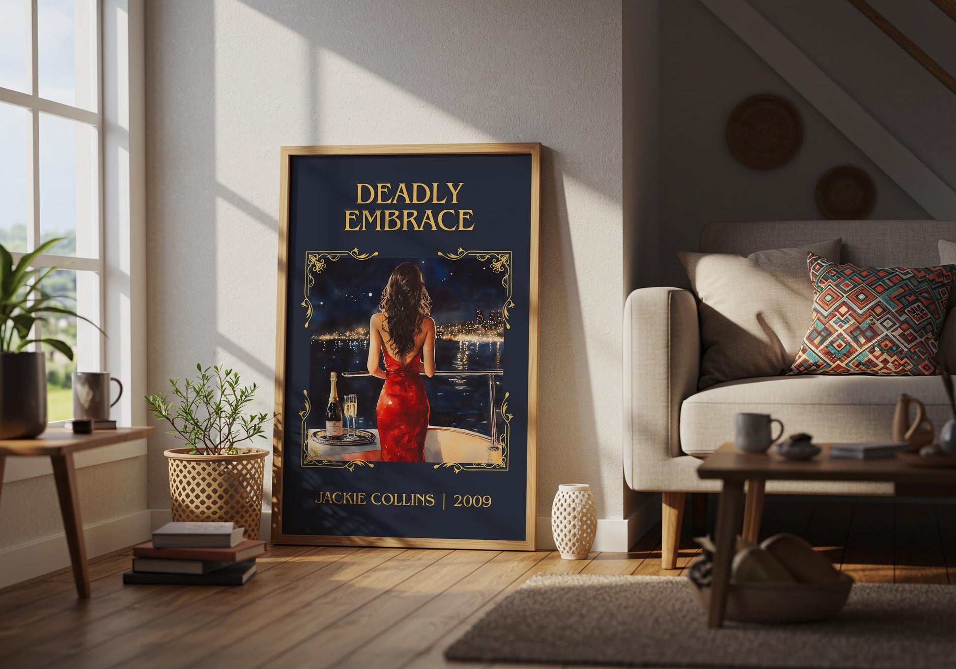 Deadly Embrace by Jackie Collins High Quality Poster Print. Fast, Free Delivery Wall Art. Author, Title Book/Novel Artwork-Minimalist