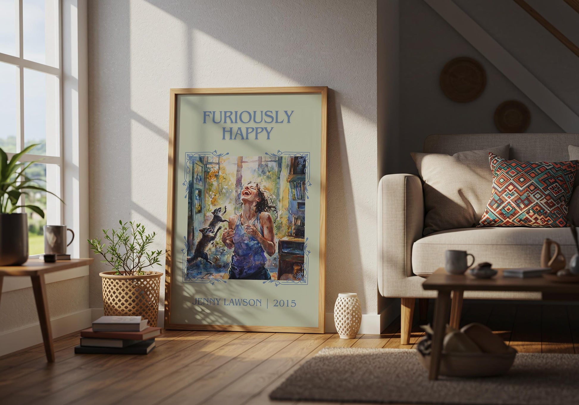 Furiously Happy by Jenny Lawson High Quality Poster Print. Fast, Free Delivery Wall Art. Author-Title Book Artwork-Minimalist Nook Gift