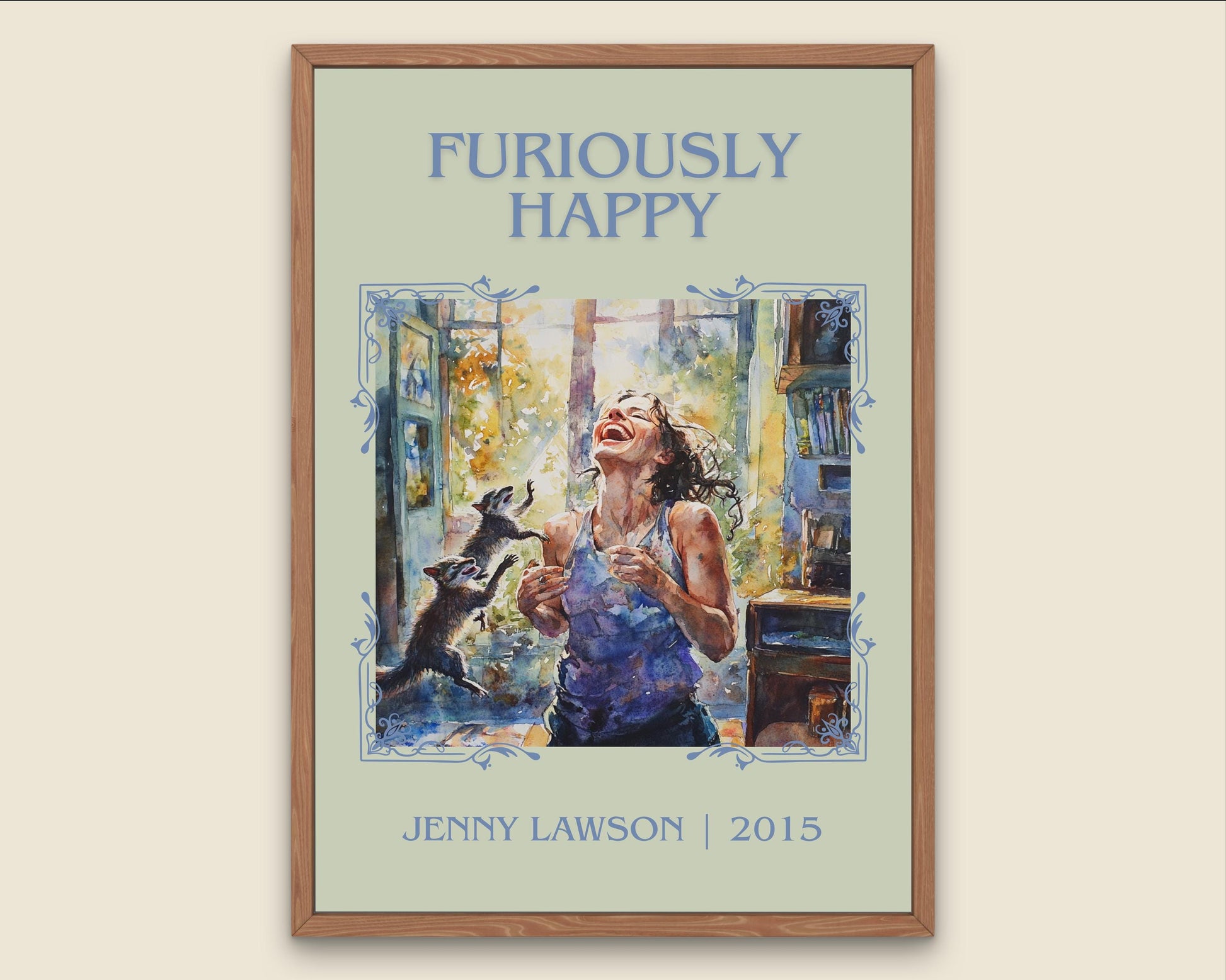 Furiously Happy by Jenny Lawson High Quality Poster Print. Fast, Free Delivery Wall Art. Author-Title Book Artwork-Minimalist Nook Gift