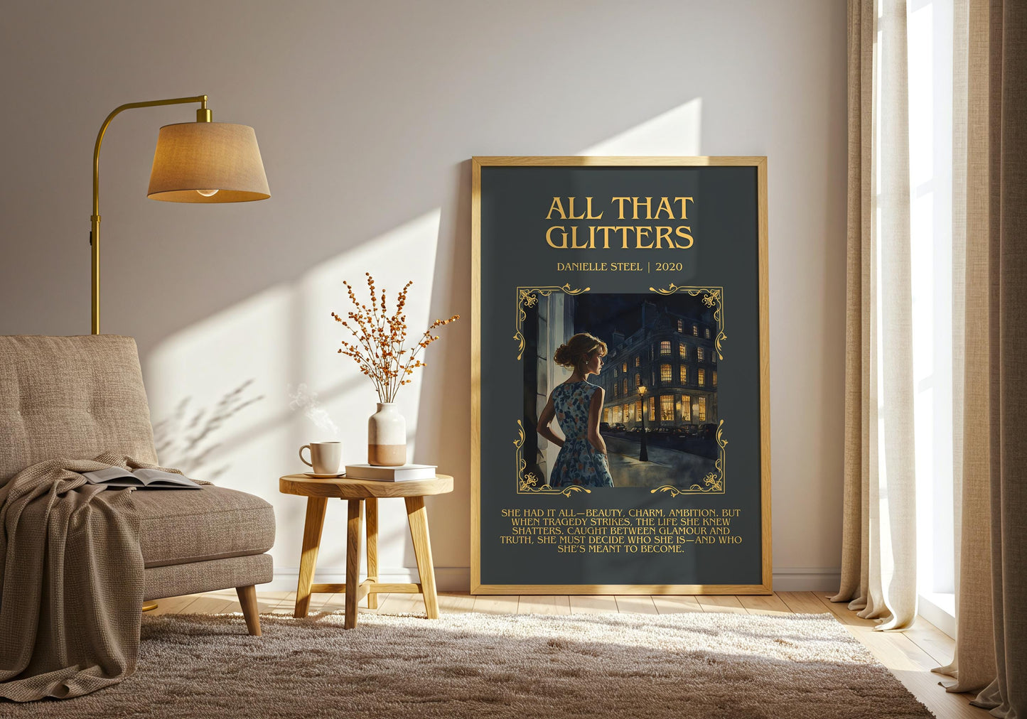 All That Glitters by Danielle Steel Descriptive, High Quality Poster Print.Free Delivery Wall Art.Author&Blurb Book Artwork. Novel Summary