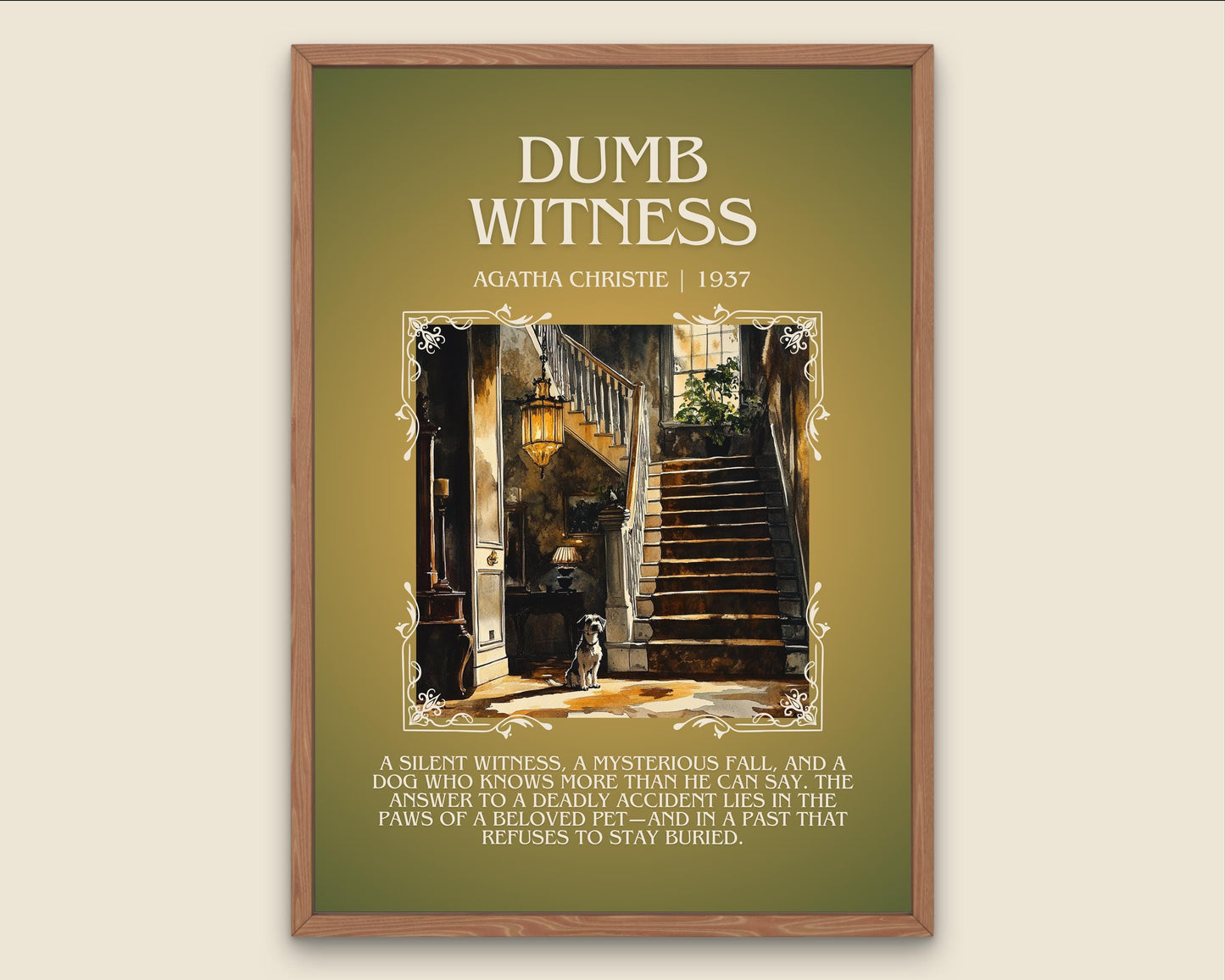 Dumb Witness by Agatha Christie Descriptive, High Quality Poster Print.Free Delivery Wall Art.Author&Blurb Book Artwork. Novel Summary Gift