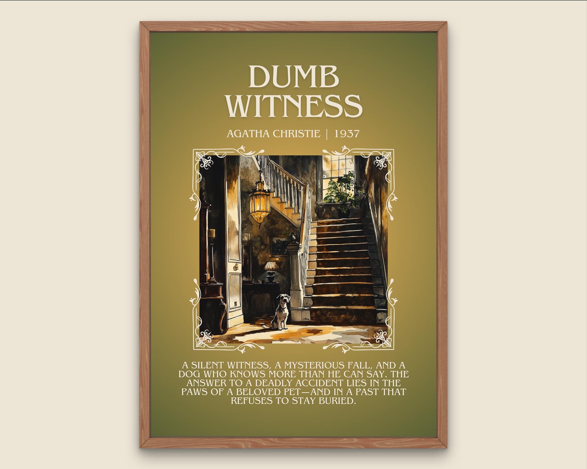 Dumb Witness by Agatha Christie Descriptive, High Quality Poster Print.Free Delivery Wall Art.Author&Blurb Book Artwork. Novel Summary Gift
