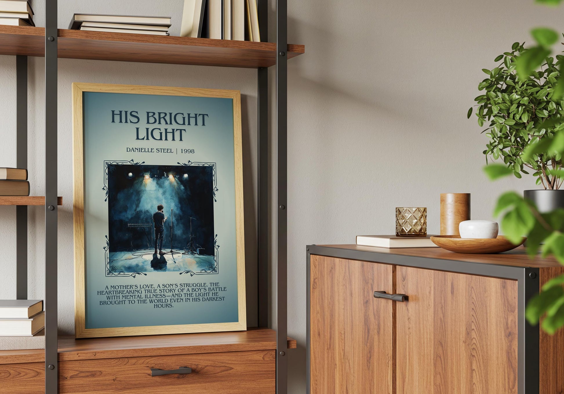 His Bright Light by Danielle Steel Descriptive, High Quality Poster Print.Free Delivery Wall Art.Author&Blurb Book Artwork. Novel Summary