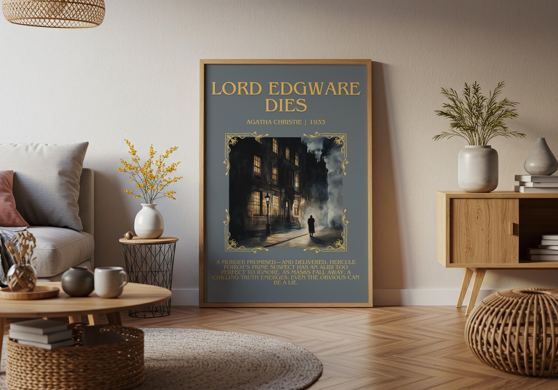 Lord Edgware Dies by Agatha Christie Descriptive, High Quality Poster Print.Free Delivery Wall Art.Author&Blurb Book Artwork. Novel Summary
