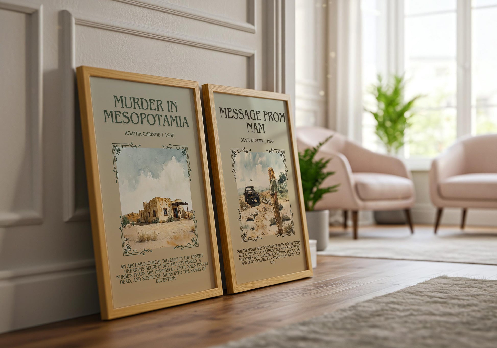 Murder In Mesopotamia by Agatha Christie Descriptive, High Quality Poster Print.Free Delivery Wall Art.Author&Blurb Book Artwork. Novel Gift
