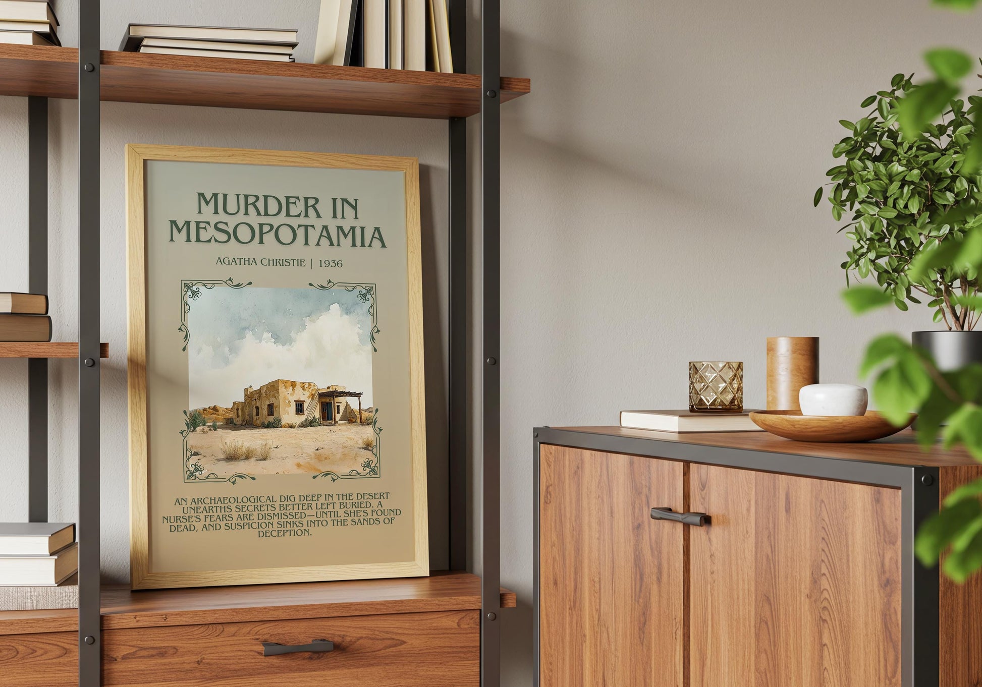 Murder In Mesopotamia by Agatha Christie Descriptive, High Quality Poster Print.Free Delivery Wall Art.Author&Blurb Book Artwork. Novel Gift