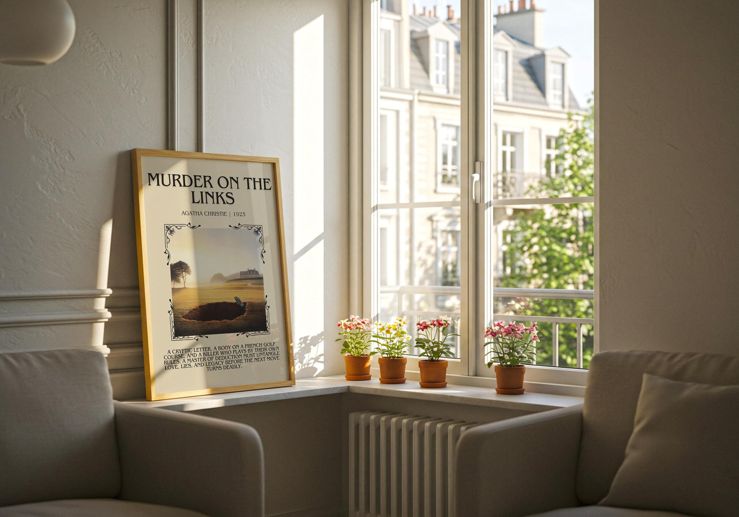 Murder On The Links by Agatha Christie Descriptive, High Quality Poster Print.Free Delivery Wall Art.Author&Blurb Book Artwork. Novel Gift