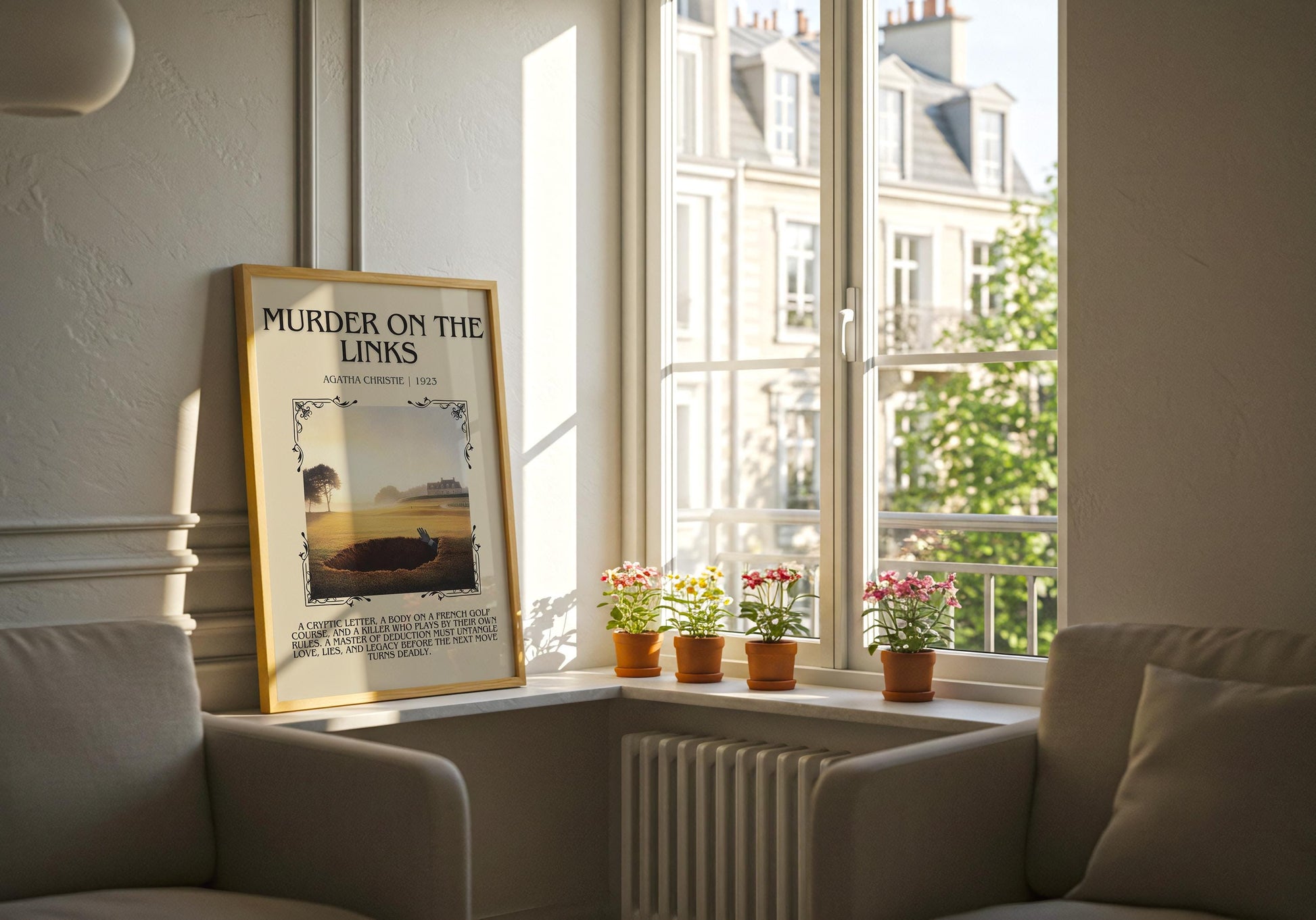 Murder On The Links by Agatha Christie Descriptive, High Quality Poster Print.Free Delivery Wall Art.Author&Blurb Book Artwork. Novel Gift