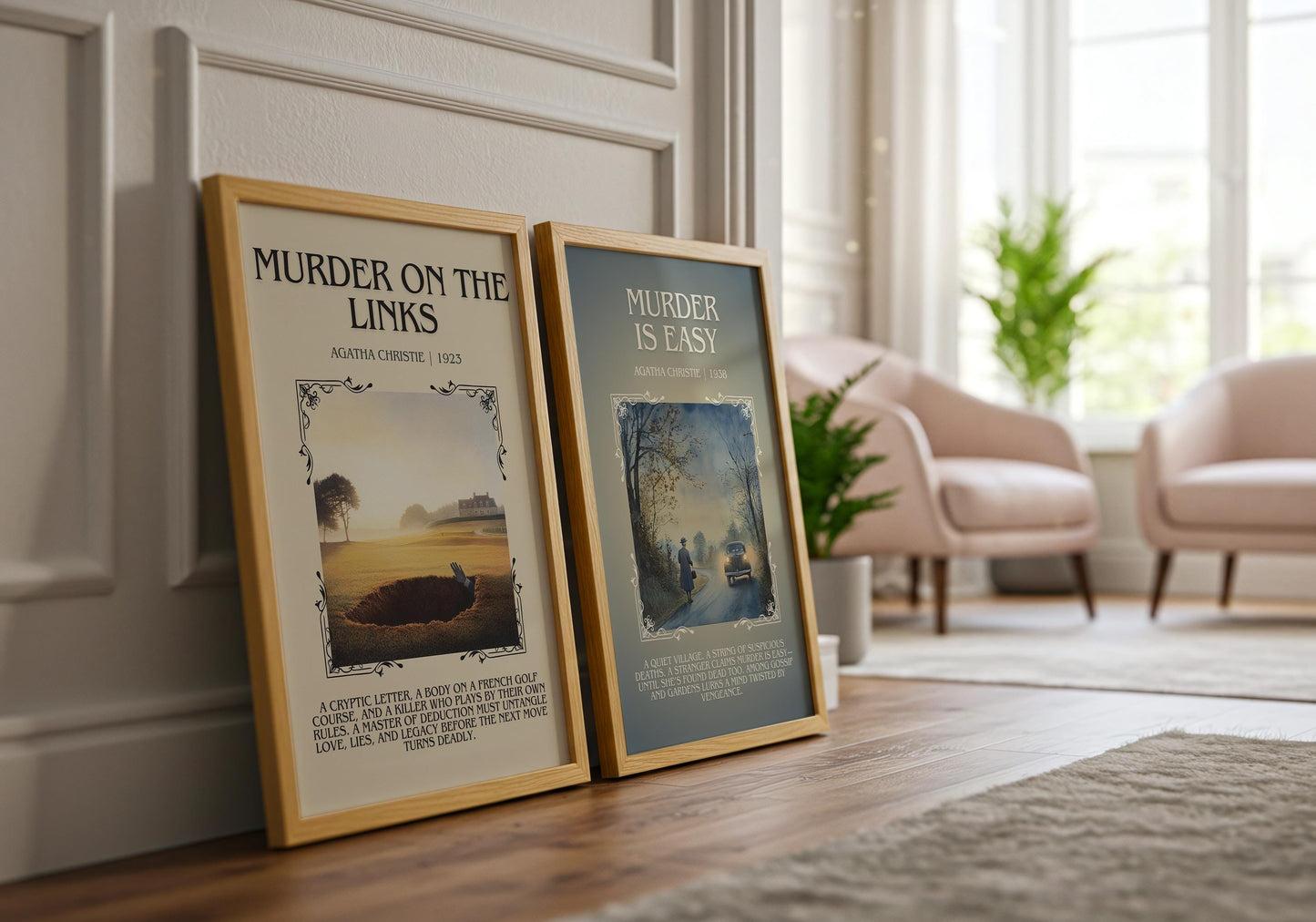 Murder On The Links by Agatha Christie Descriptive, High Quality Poster Print.Free Delivery Wall Art.Author&Blurb Book Artwork. Novel Gift