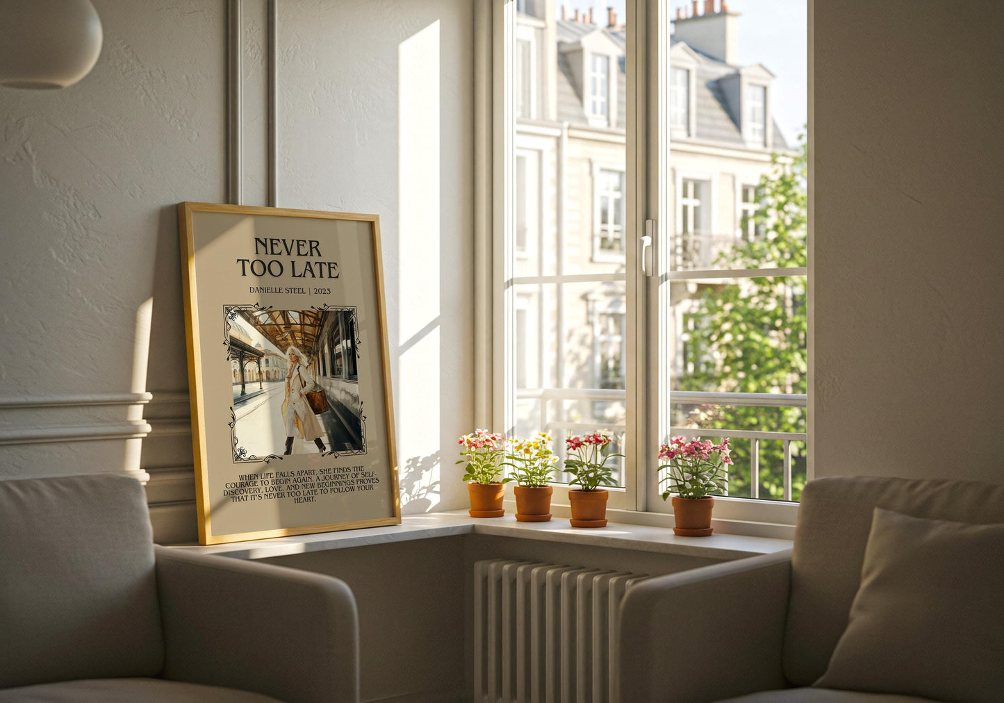 Never Too Late by Danielle Steel Descriptive, High Quality Poster Print.Free Delivery Wall Art.Author&Blurb Book Artwork. Novel Summary Gift