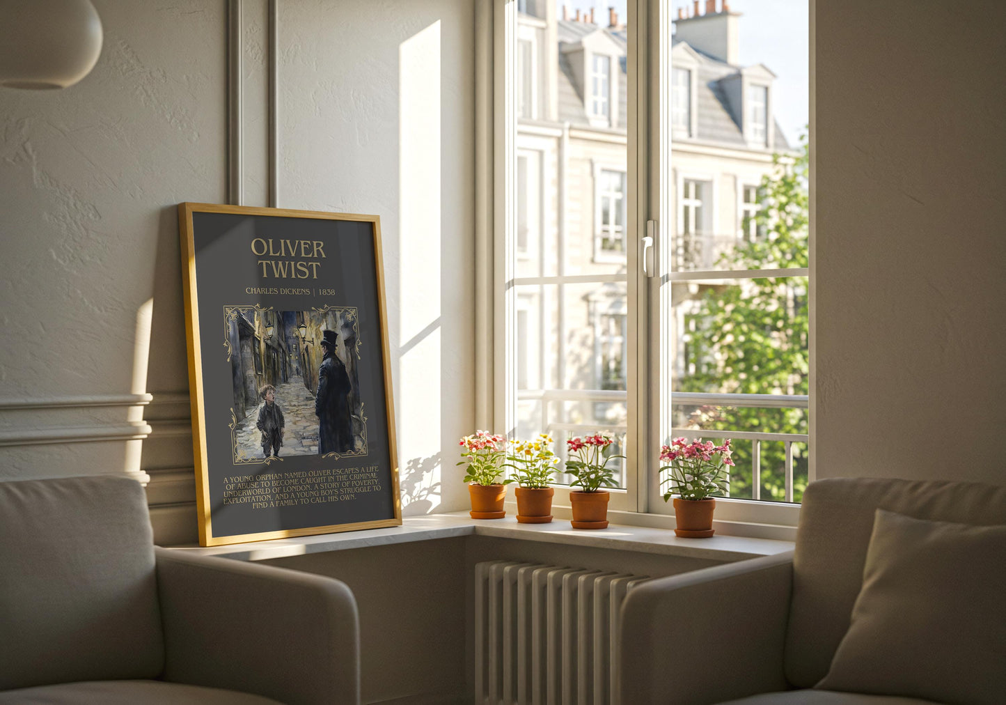 Oliver Twist by Charles Dickens Descriptive, High Quality Poster Print.Free Delivery Wall Art.Author&Blurb Book Artwork. Novel Gift