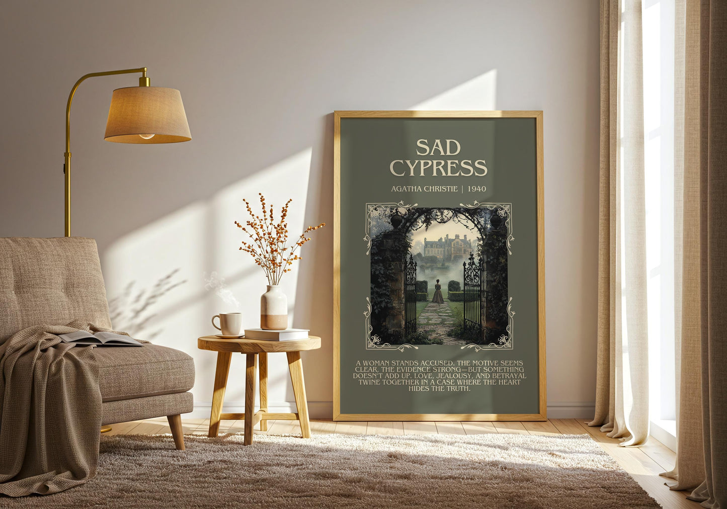 Sad Cypress by Agatha Christie Descriptive, High Quality Poster Print.Free Delivery Wall Art.Author&Blurb Book Artwork.Novel Gift