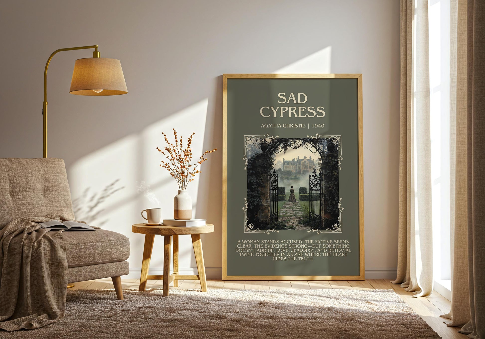 Sad Cypress by Agatha Christie Descriptive, High Quality Poster Print.Free Delivery Wall Art.Author&Blurb Book Artwork.Novel Gift