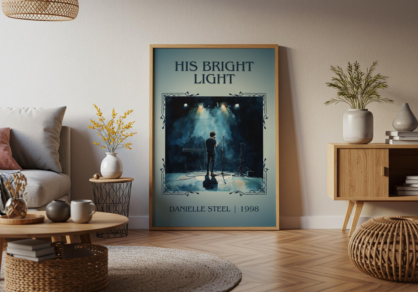 His Bright Light by Danielle Steel High Quality Poster Print. Free Delivery Wall Art. Author and Blurb Book / Novel Minimalist Art. Gift