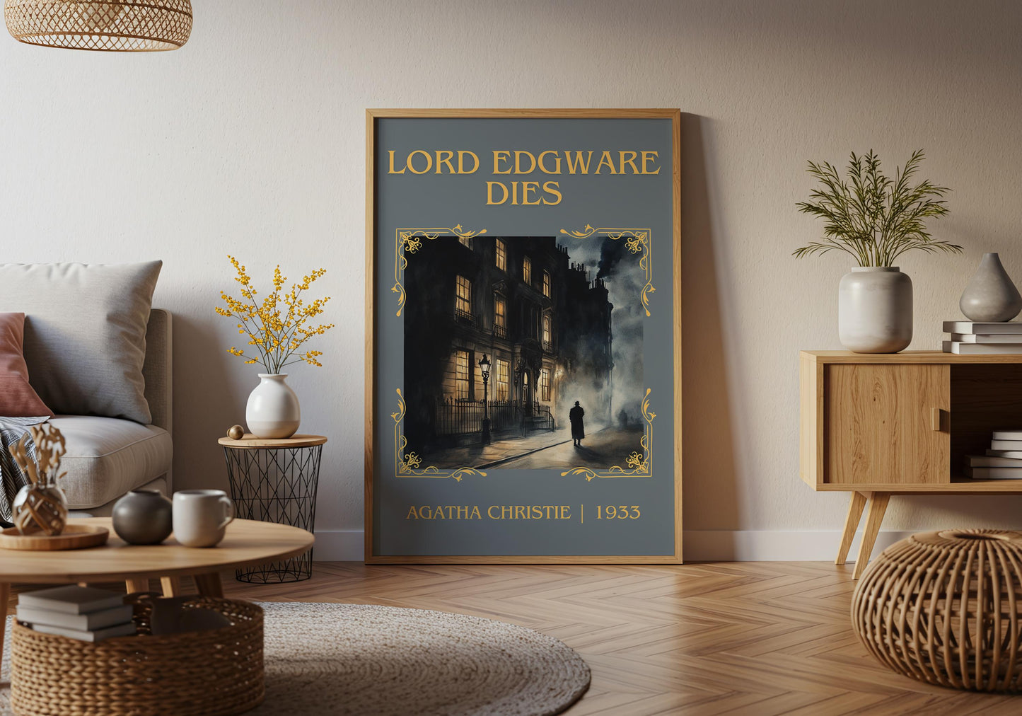 Lord Edgware Dies by Agatha Christie High Quality Poster Print. Free Delivery Wall Art. Author and Blurb Book / Novel Minimalist Art. Book