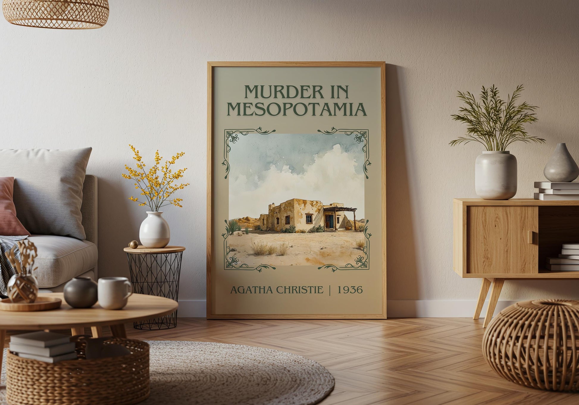 Murder In Mesopotamia by Agatha Christie High Quality Poster Print. Free Delivery Wall Art. Author and Blurb Book / Novel Minimalist Art