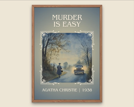 Murder Is Easy by Agatha Christie High Quality Poster Print. Free Delivery Wall Art. Author and Blurb Book / Novel Minimalist Art. Book Gift
