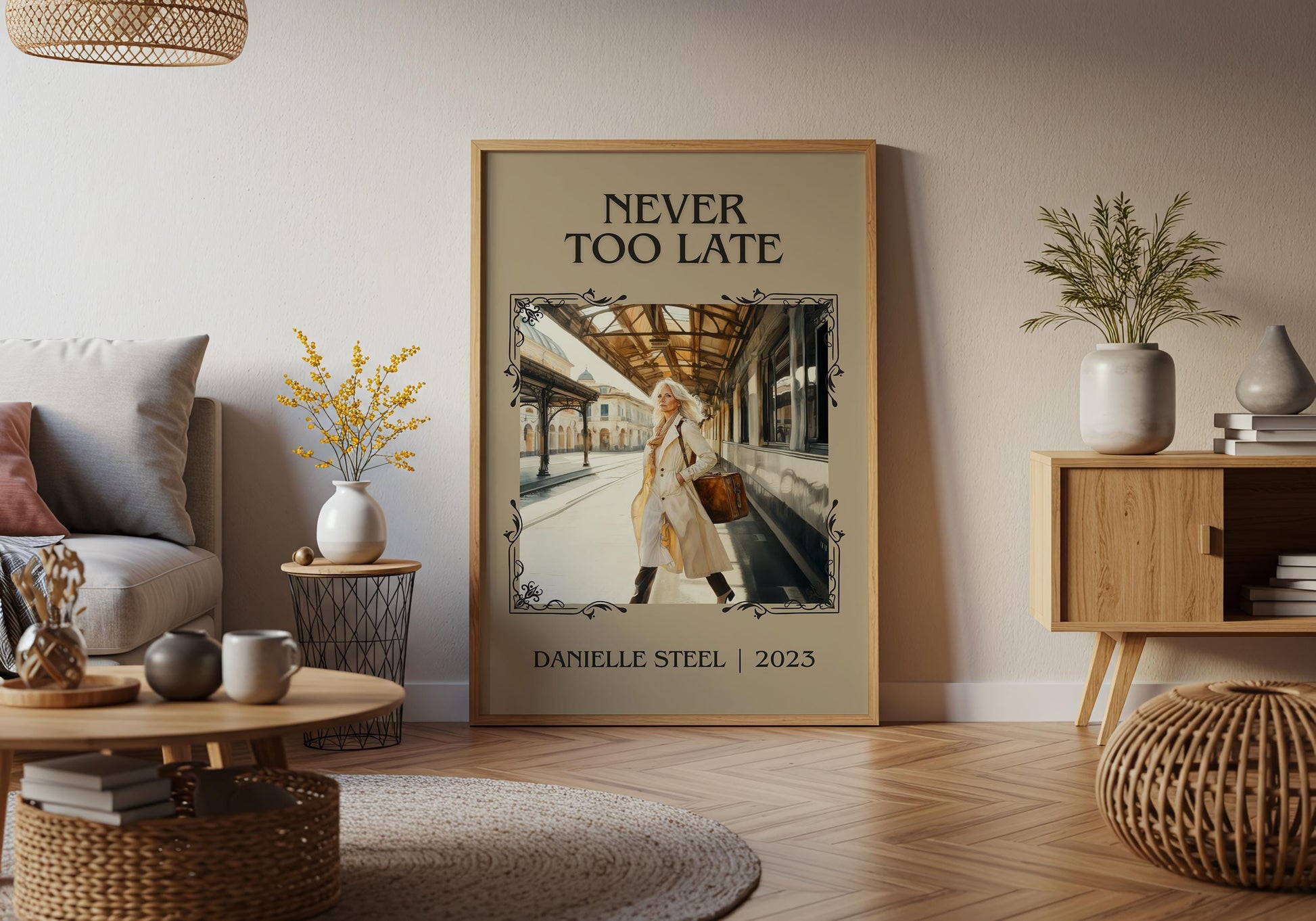 Never Too Late by Danielle Steel High Quality Poster Print. Free Delivery Wall Art. Author and Blurb Book / Novel Minimalist Art