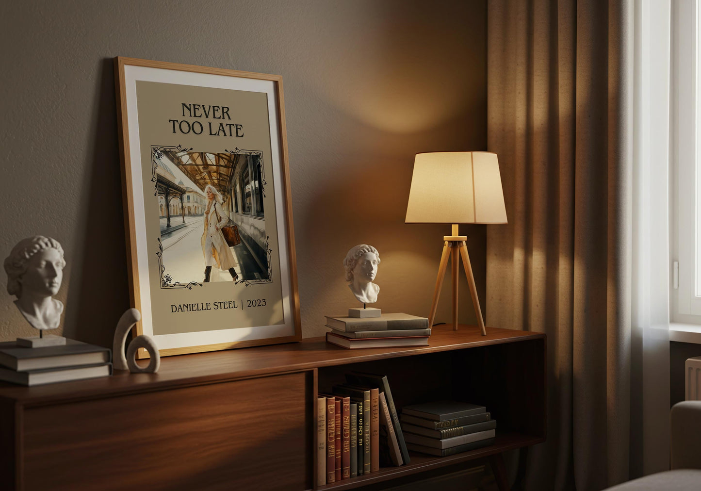 Never Too Late by Danielle Steel High Quality Poster Print. Free Delivery Wall Art. Author and Blurb Book / Novel Minimalist Art