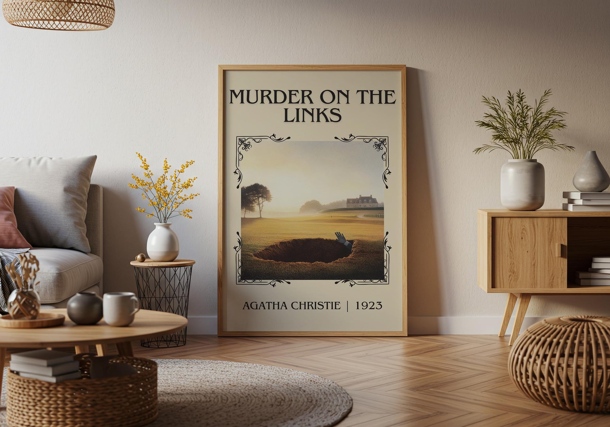 Murder On The Links by Agatha Christie High Quality Poster Print. Free Delivery Wall Art. Author and Blurb Book / Novel Minimalist Art Gift