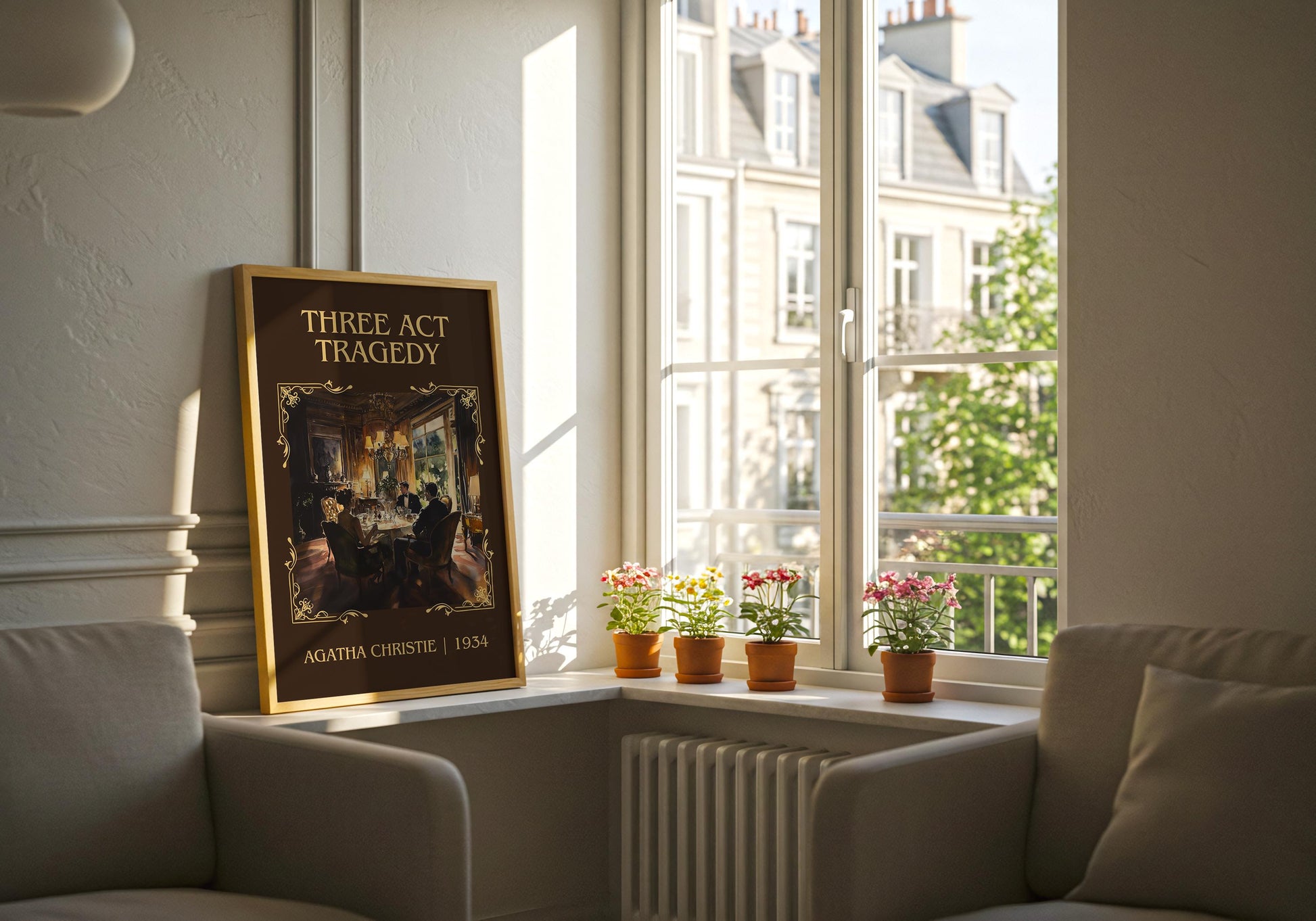 Three Act Tragedy by Agatha Christie High Quality Poster Print. Free Delivery Wall Art. Author & Blurb Book/Novel Minimalist Art Gift