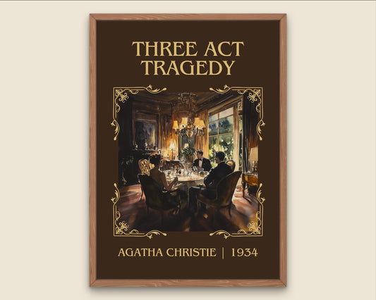 Three Act Tragedy by Agatha Christie High Quality Poster Print. Free Delivery Wall Art. Author & Blurb Book/Novel Minimalist Art Gift