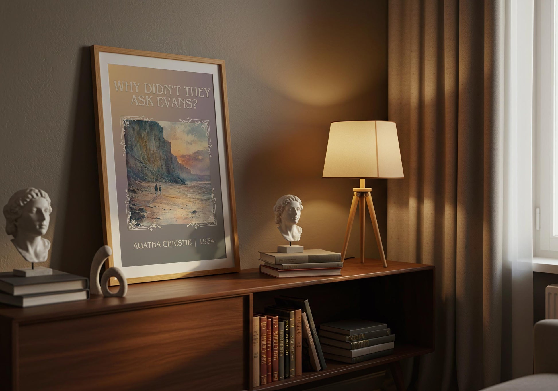 Why Didn't They Ask Evans? by Agatha Christie High Quality Poster Print. Free Delivery Wall Art. Author & Blurb Book/Novel Minimalist Gift