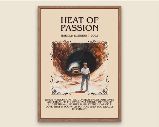 Heat Of Passion by Harold Robbins Descriptive, High Quality Poster Print.Free Delivery Wall Art.Author&Blurb Book Library Nook Gift