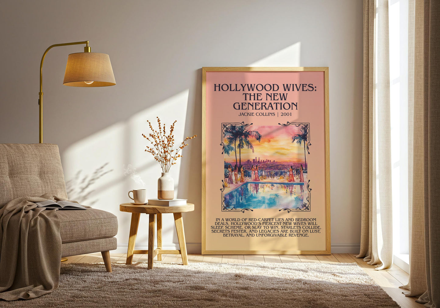 Hollywood Wives: The New Generation by Jackie Collins Descriptive, High Quality Poster Print.Free Delivery Wall Art.Author&Blurb Book Nook
