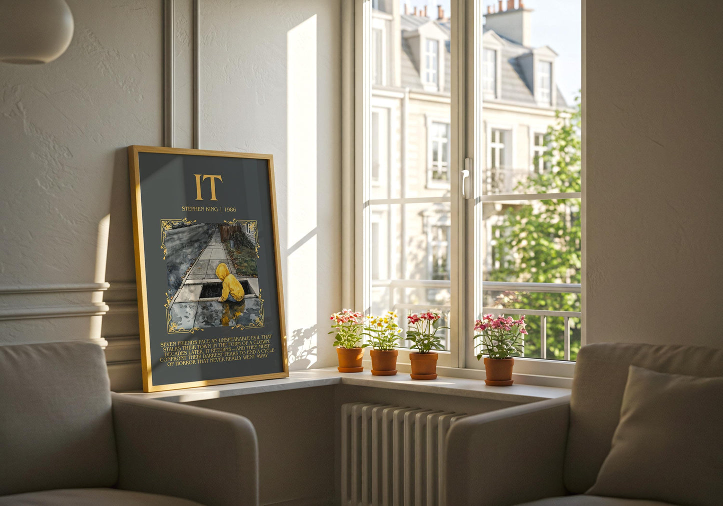 IT by Stephen King Descriptive, High Quality Poster Print.Free Delivery Wall Art.Author&Blurb Book Library Nook Gift for Kids
