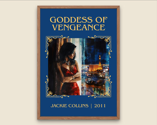 Goddess Of Vengeance by Jackie Collins High Quality Poster Print. Fast, Free Delivery Wall Art. Author-Title Book Artwork-Minimalist Nook